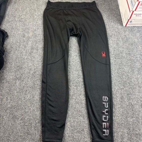 SPYDER ACTIVE Mens Black Fleece Lined Baselayer Pants Long Underwear size: Large - Picture 2 of 10